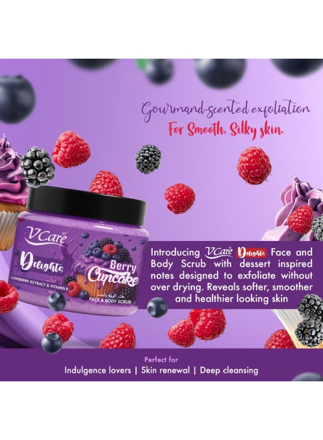VCare V Care Delight Berry Cupcake Face & Body Scrub 500ML - Gentle Exfoliating, Deep Cleansing, Gourmand Fragrance - Image 3